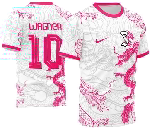 Template Futebol Interclasse Dragão Pink White - Arte Vetor