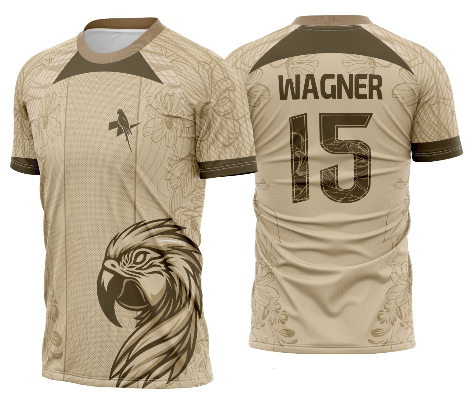 Camiseta unissex bege com logo no peito e estampa grande nas costas de Interclasse Arara Brasil 2025, moderna e confortável para uso casual e eventos escolares.