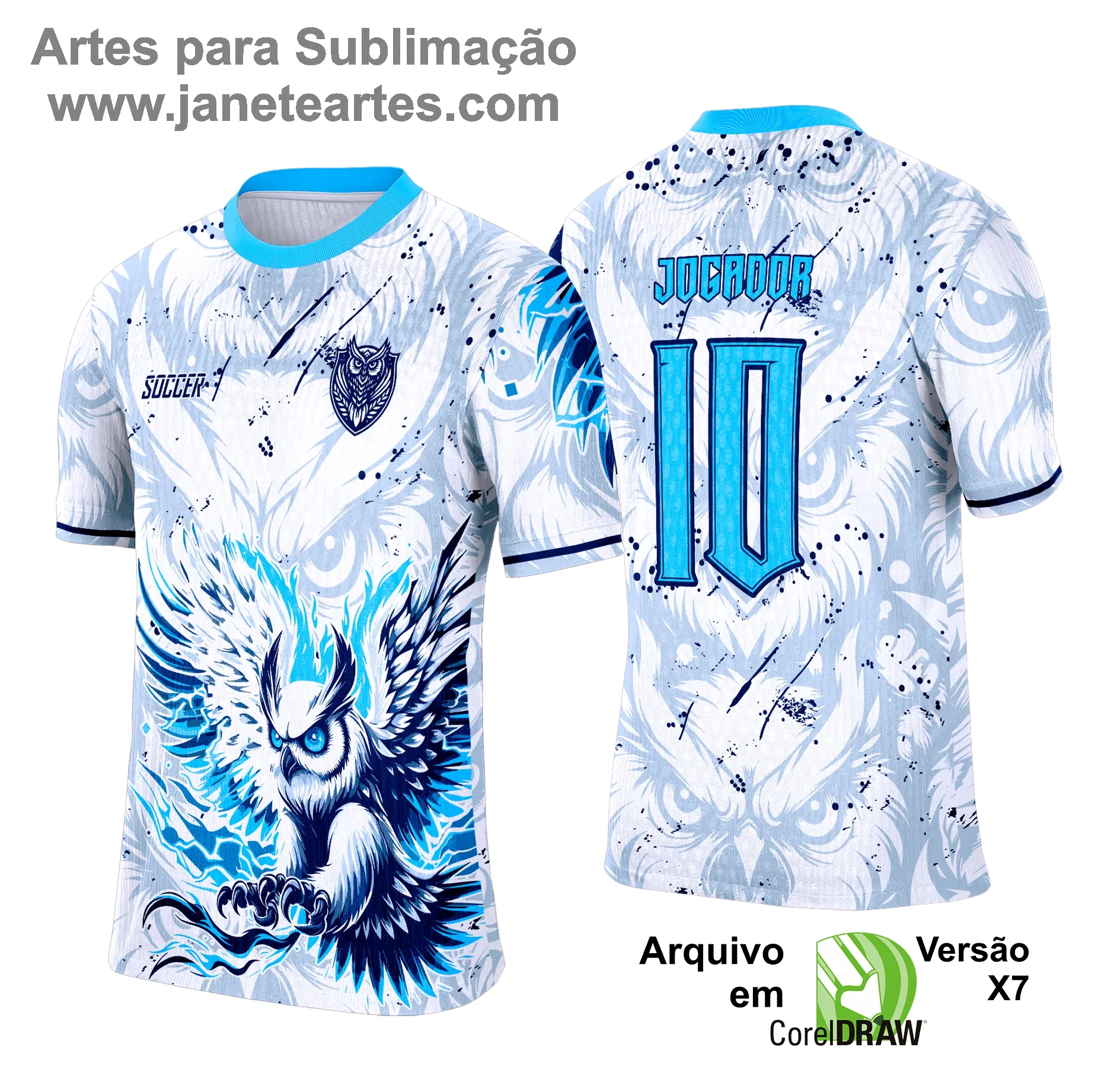 Arte Camisa Interclasse Coruja Branca com Azul 2025 - 0022