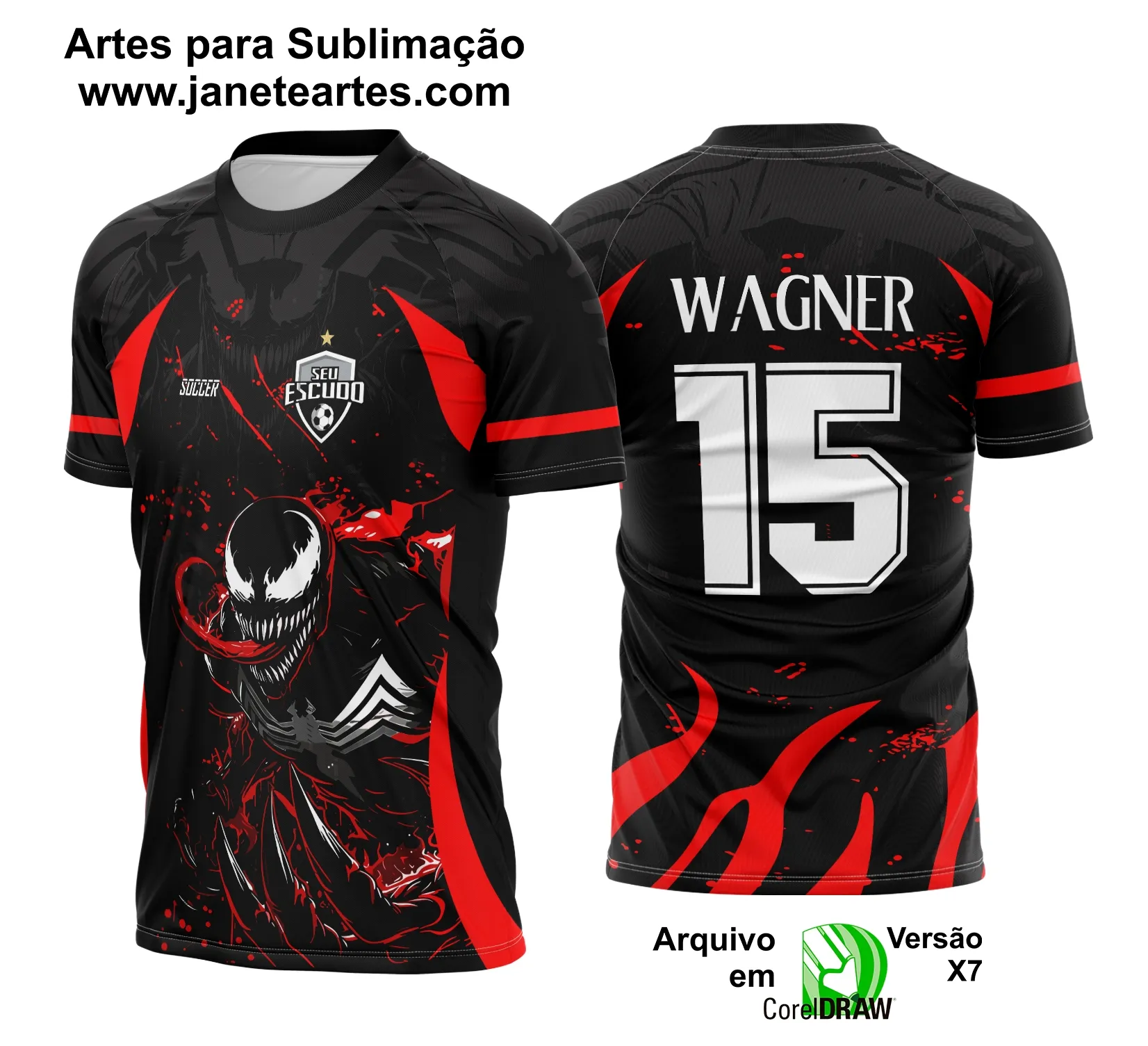 Arte Camisa Interclasse Venom Black Red 2025 - 0076