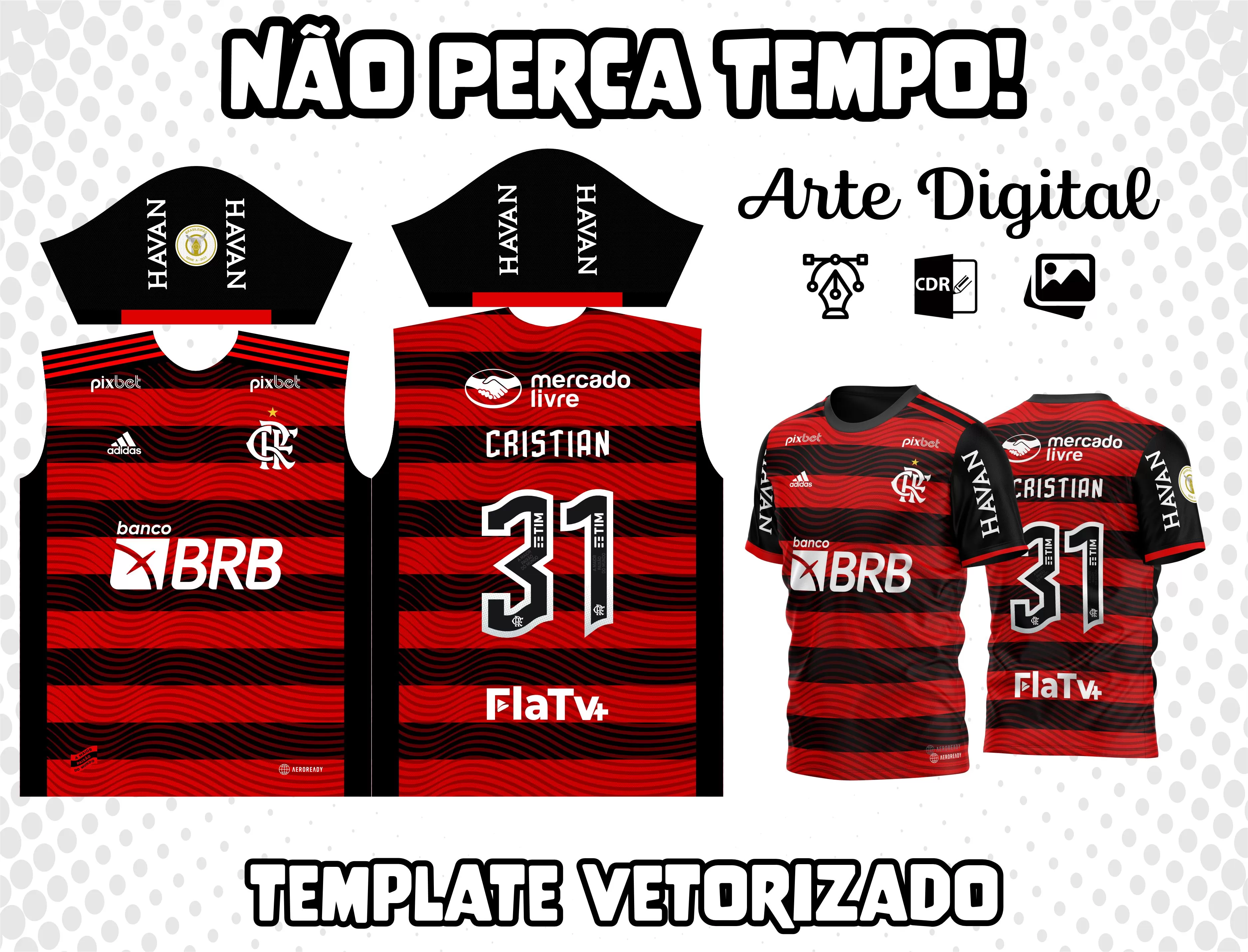 Template Camisa Futebol FLAMENGO TERCEIRA 2022-23 - Vetor - Acesso