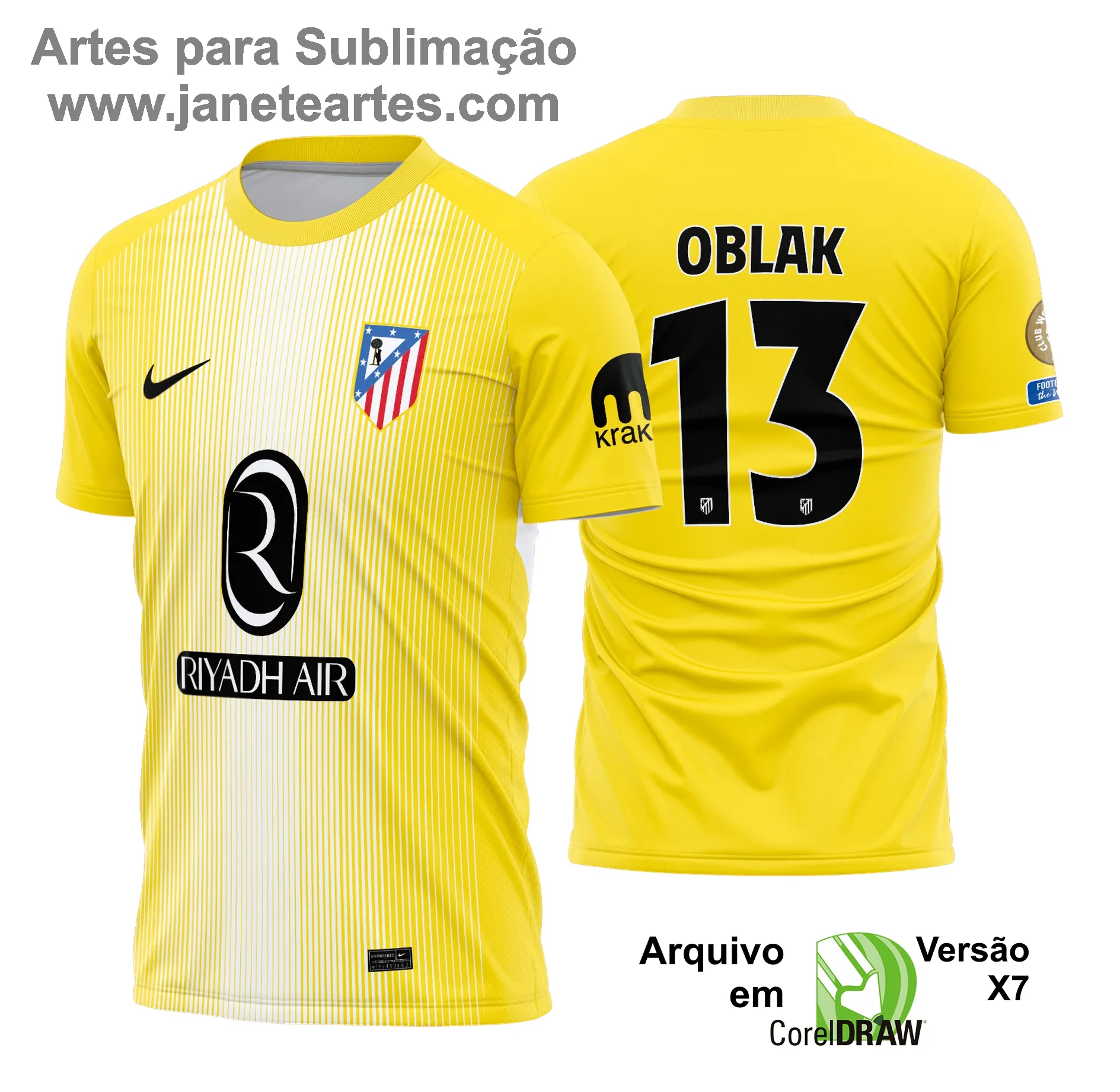 Arte Estampa Camisa Atletico de Madrid Goleiro 2025 - 2026