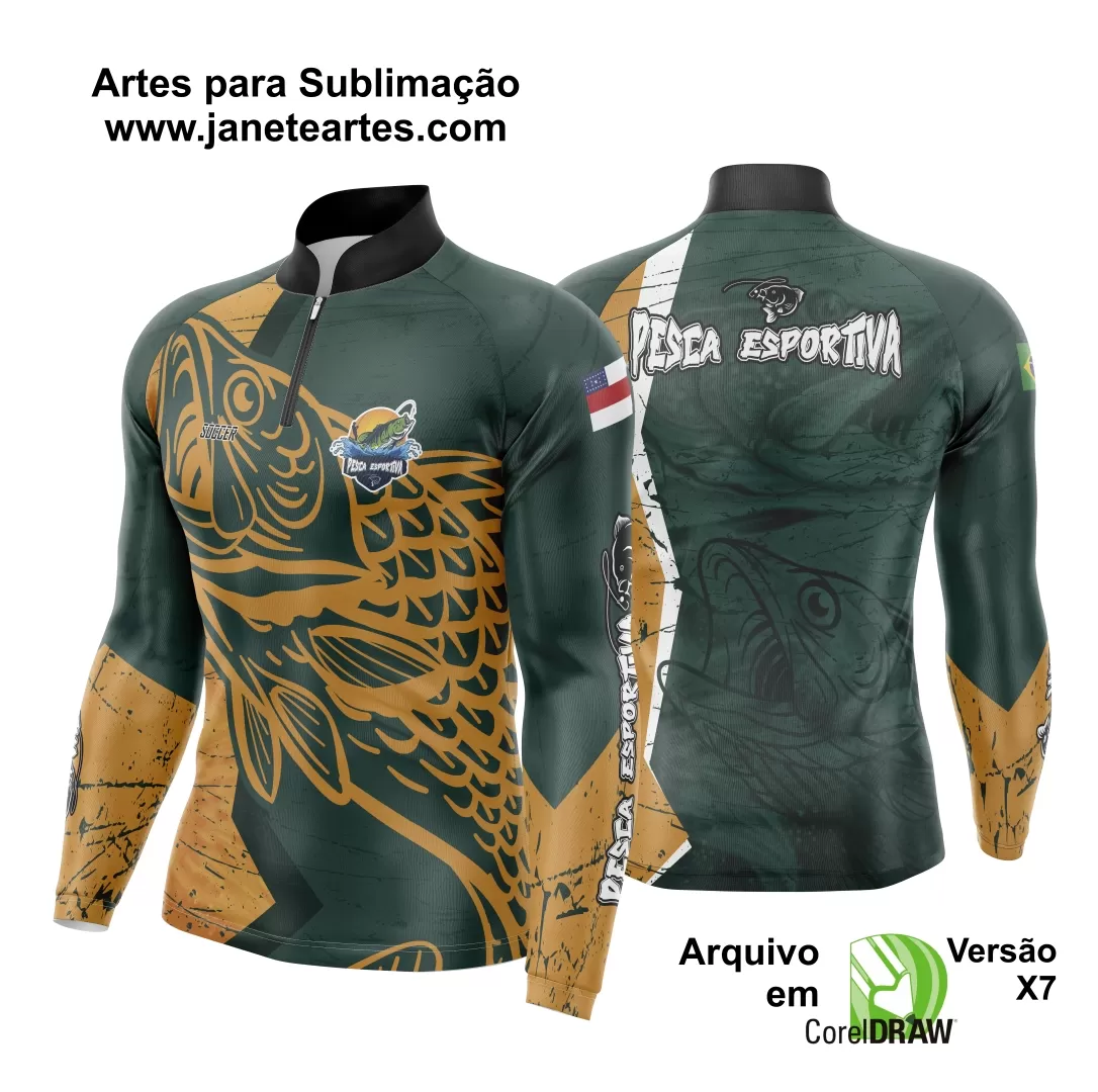 Arte Estampa Camisa De Pesca Esportiva Modelo 08