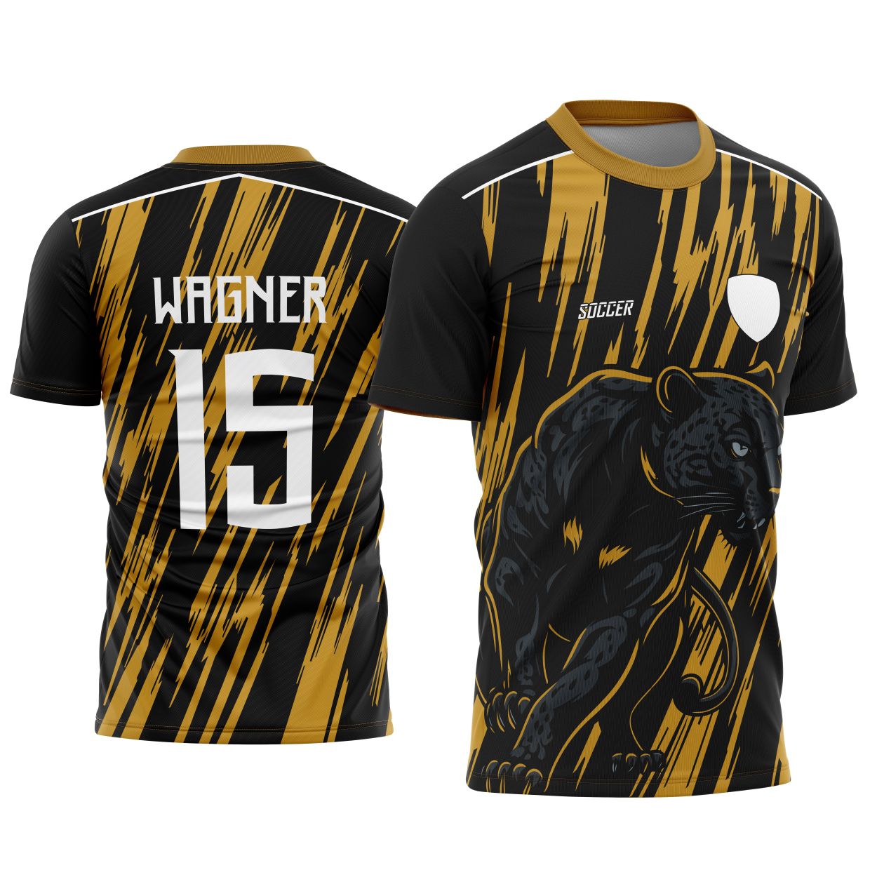 Camiseta unissex preta com logo no peito e estampa grande nas costas do tema Interclasse Pantera Negra, ideal para fãs que querem estilo e atitude em um visual marcante.