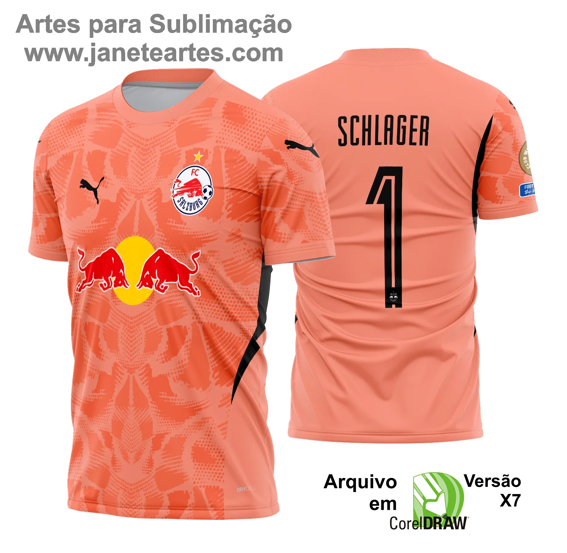 Arte Estampa Camisa RB Salzburg CWC Goleiro 2025 - 2026 - Janete Artes
