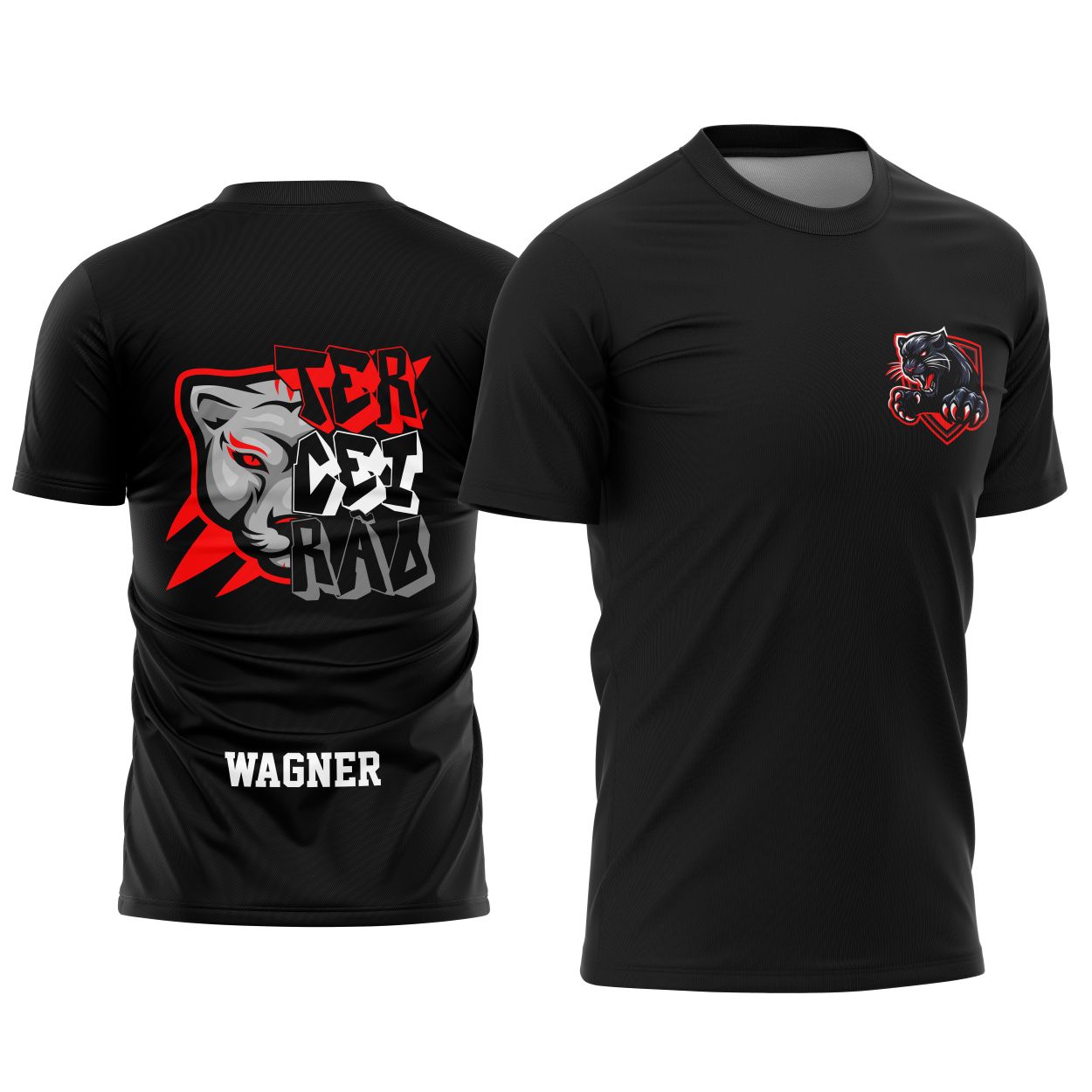 Camisa com logo no peito da Pantera Negra e estampa grande nas costas com design marcante e cheio de personalidade, perfeita para mostrar orgulho e estilo do Terceirão.