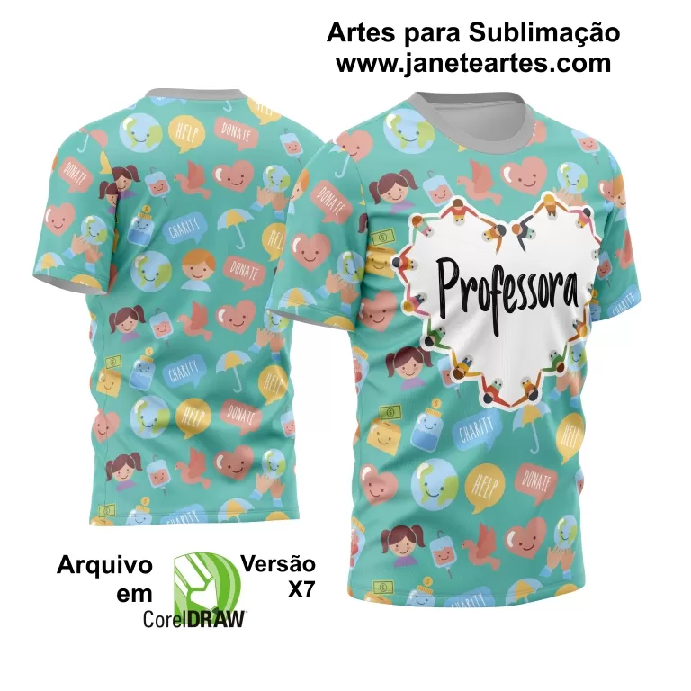 Arte Estampa Moderna para Camisas de Professoras - Coleção 2024 - Modelo 16 - Janete Artes