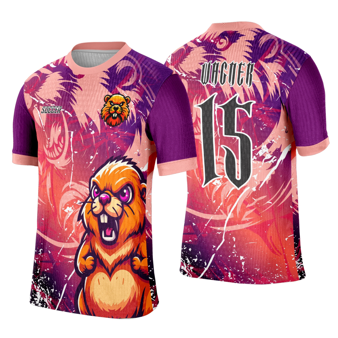 Camiseta unissex preta com logo no peito e estampa grande nas costas no tema Template Camisa Interclasse Castor 0121, perfeita para eventos e uso casual.