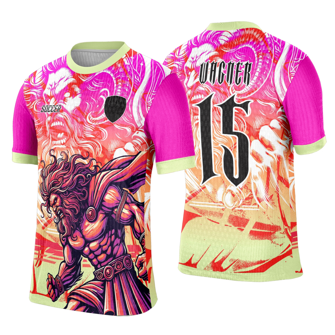 Camiseta unissex preta com logo no peito e estampa grande nas costas do Deus Grego da Guerra, perfeita para quem busca estilo e força no visual.