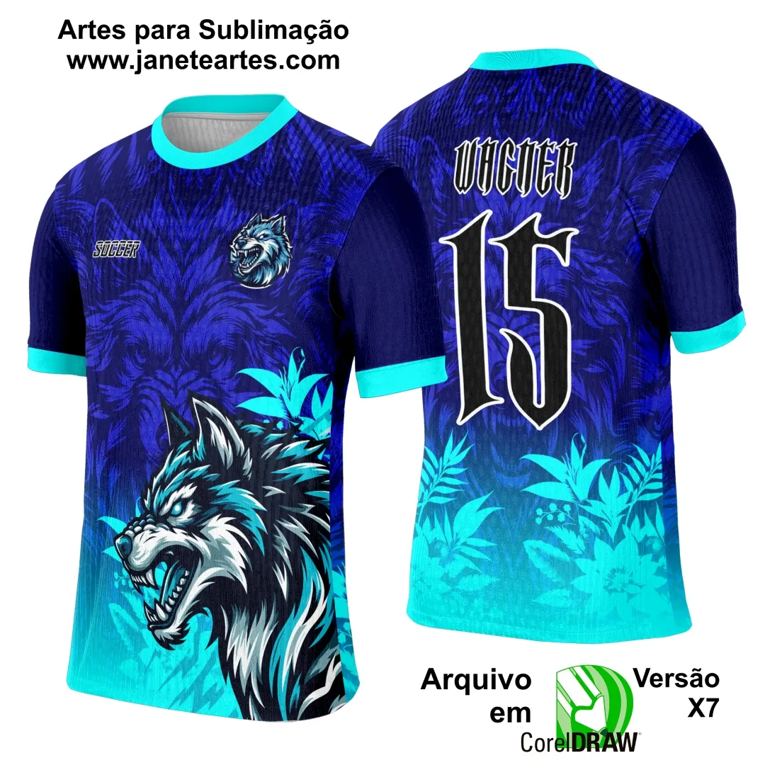 Arte Template Camisa Interclasse Lobo Azul - 0139 | Janete Artes Arte Template Camisa Interclasse Lobo Azul - 0139 - Janete Artes