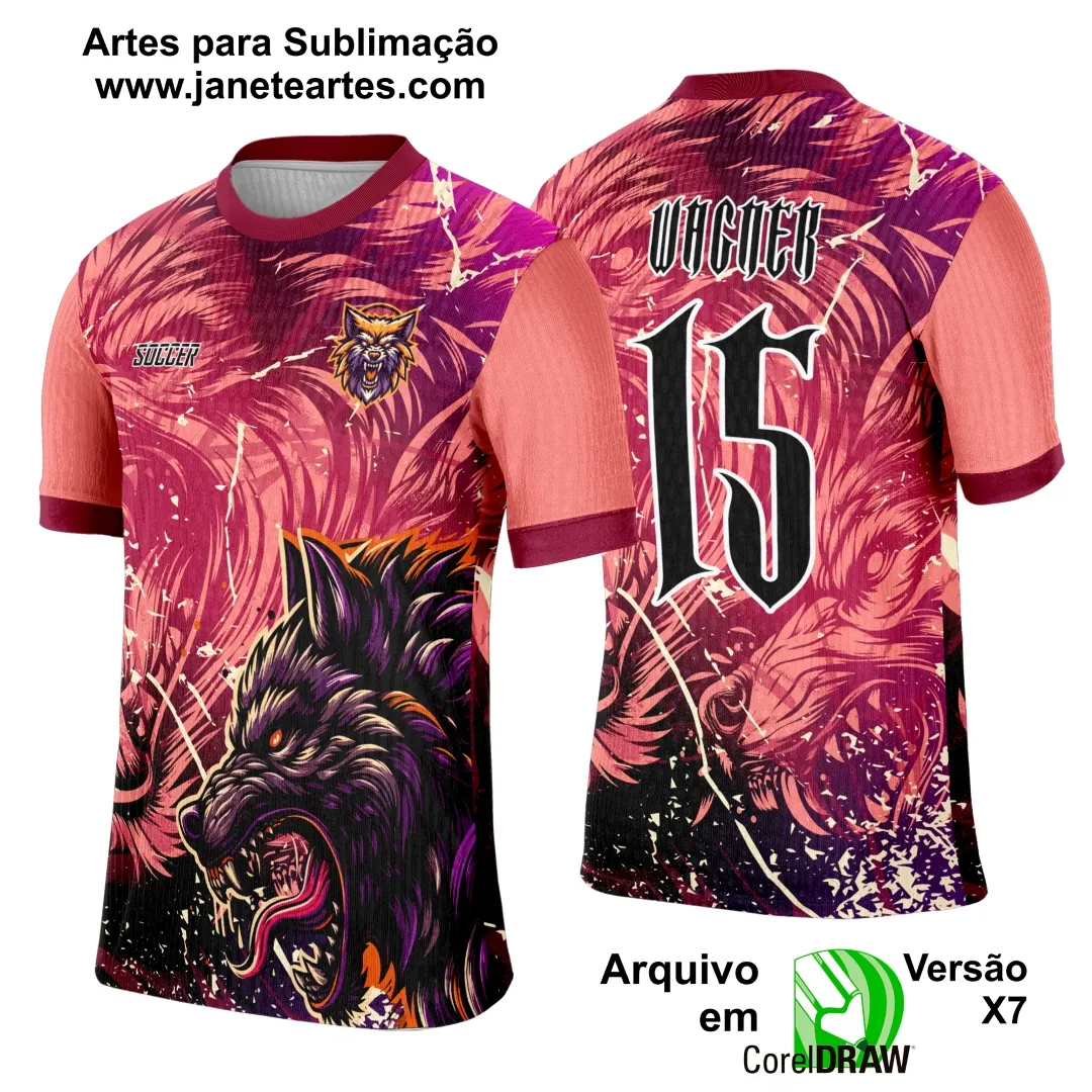 Arte Template Camisa Interclasse Lobo Vermelho - 0154 | Janete Artes Arte Template Camisa Interclasse Lobo Vermelho - 0154 - Janete Artes