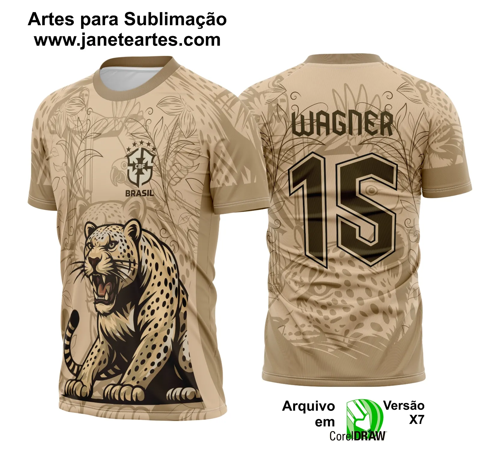 Arte Template Camisa Interclasse Onça Brasil Bege 2025 - 0074