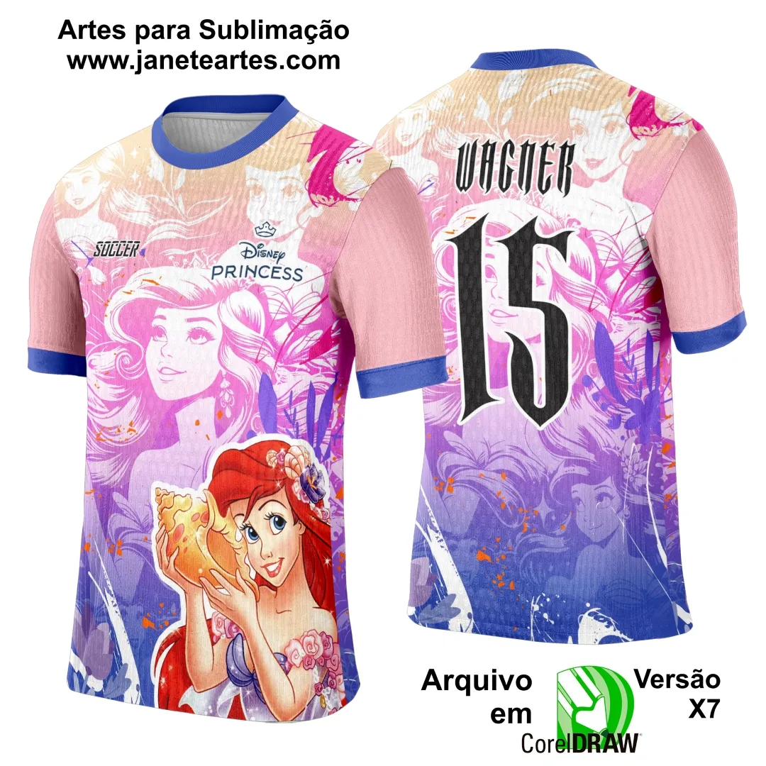 Arte Template Camisa Interclasse Princesa Ariel - 0135 | Janete Artes Arte Template Camisa Interclasse Princesa Ariel - 0135 - Janete Artes