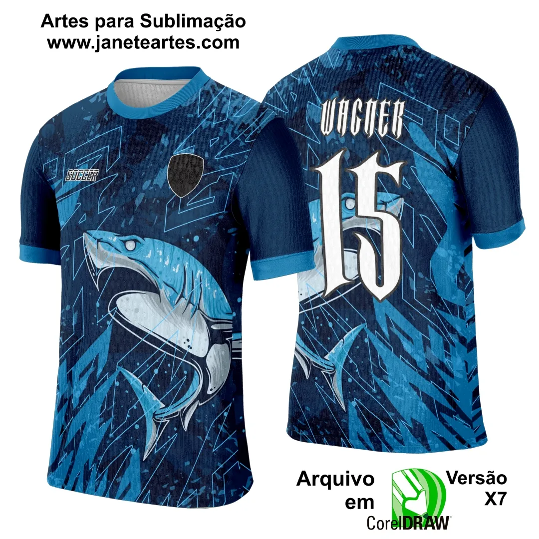 Arte Template Camisa Interclasse Tubarão Azul - 0122