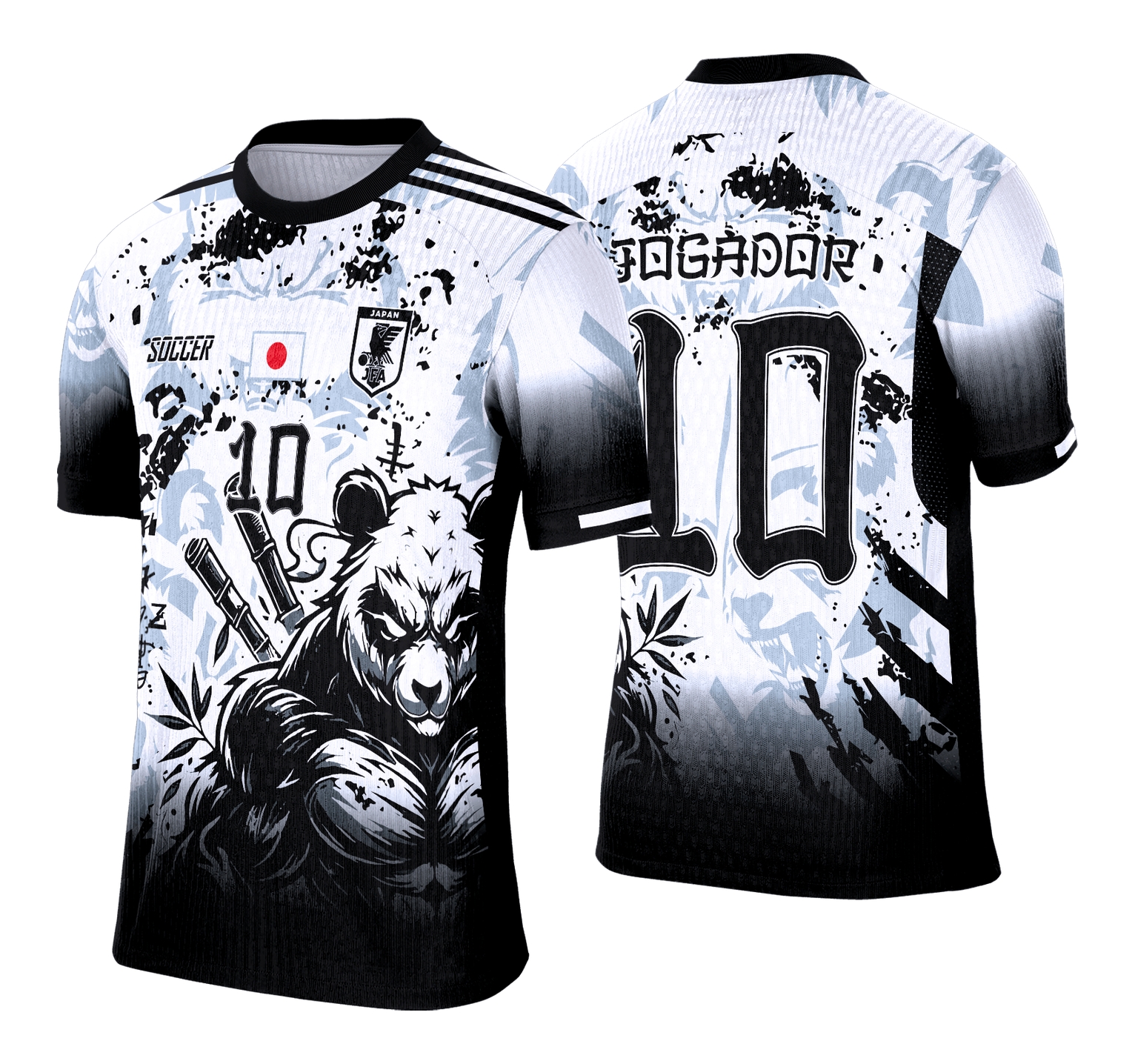 Camiseta unissex preta com logo no peito e estampa grande nas costas com tema Interclasse Panda 2025, ideal para eventos escolares e confraternizações.