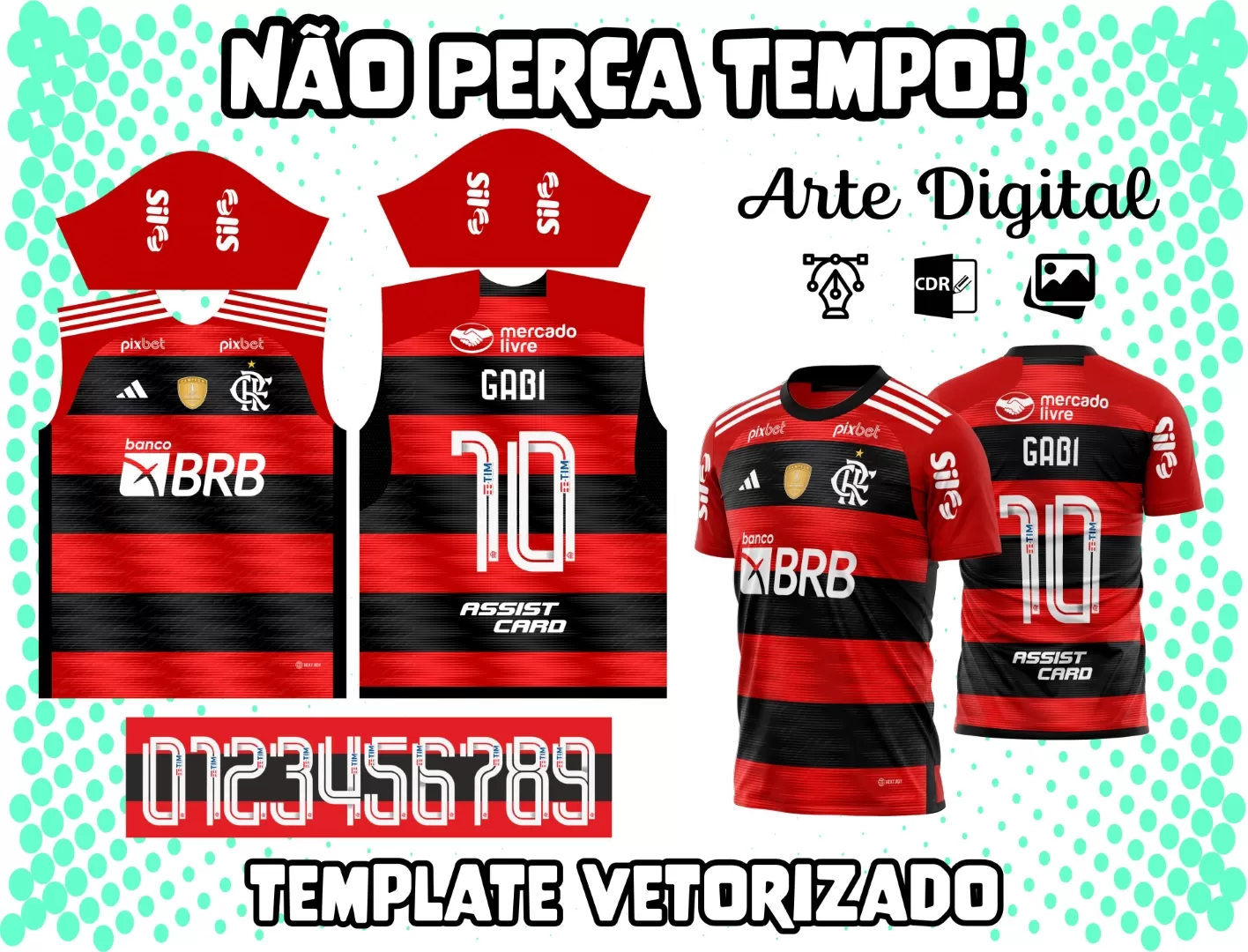 Vetor Camisa Flamengo Pré-jogo 2023-2024