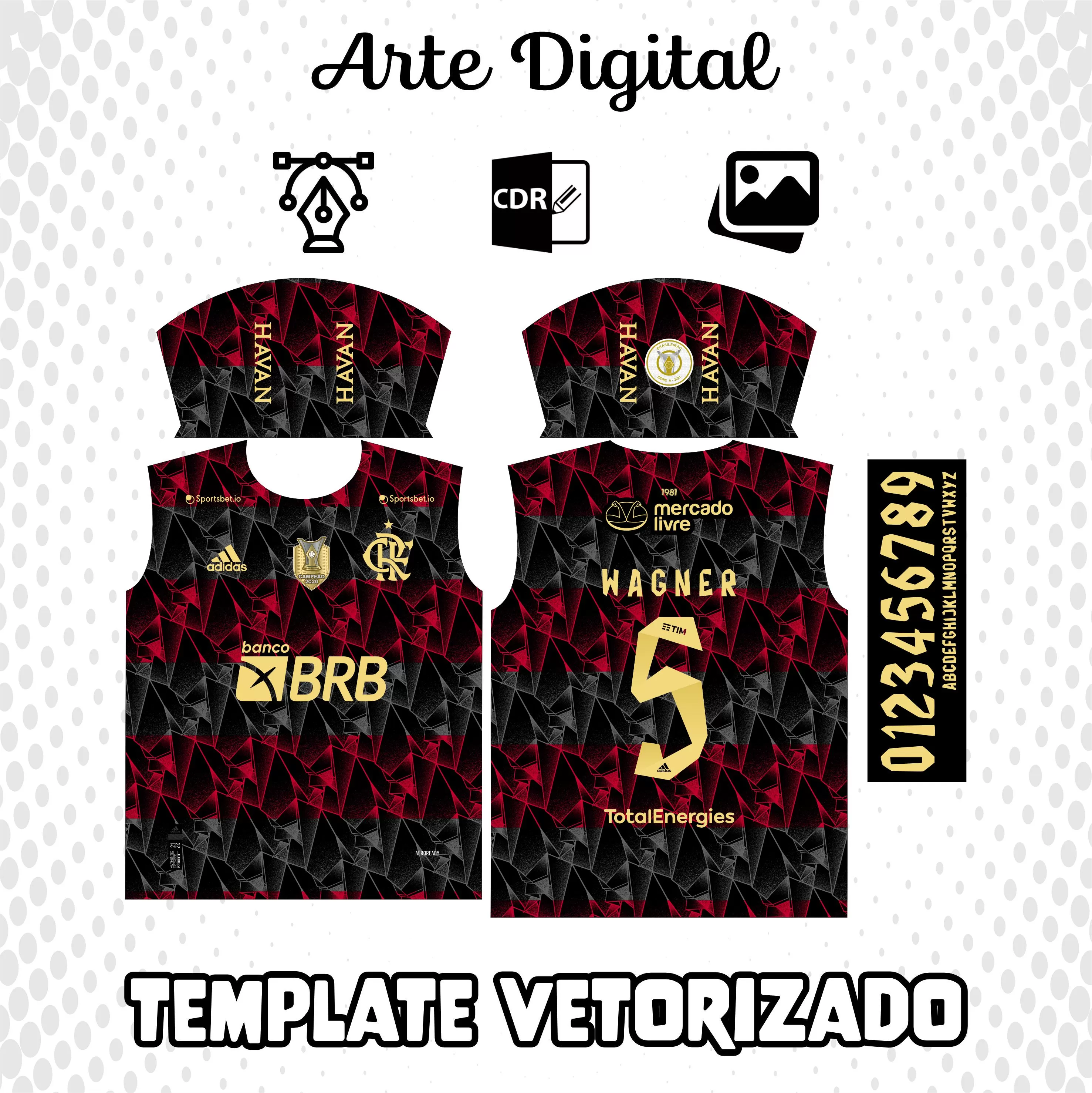 Camiseta unissex preta com logo do Flamengo no peito e estampa grande nas costas, destacando o tema Flamengo 2023 personalizada para torcedores apaixonados