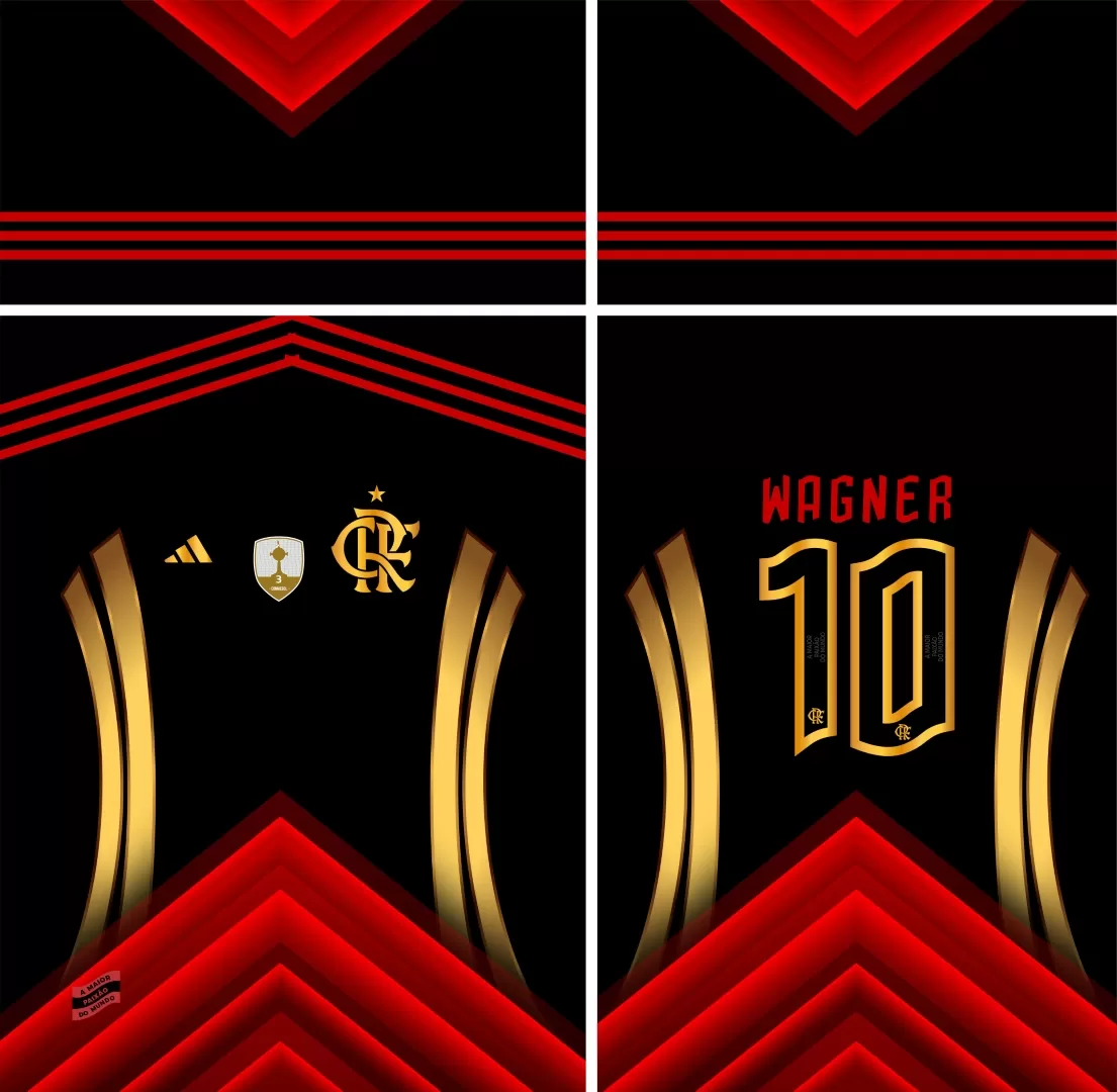 Arte Vetor Camisa Flamengo Pré-Jogo 2023 - 2024