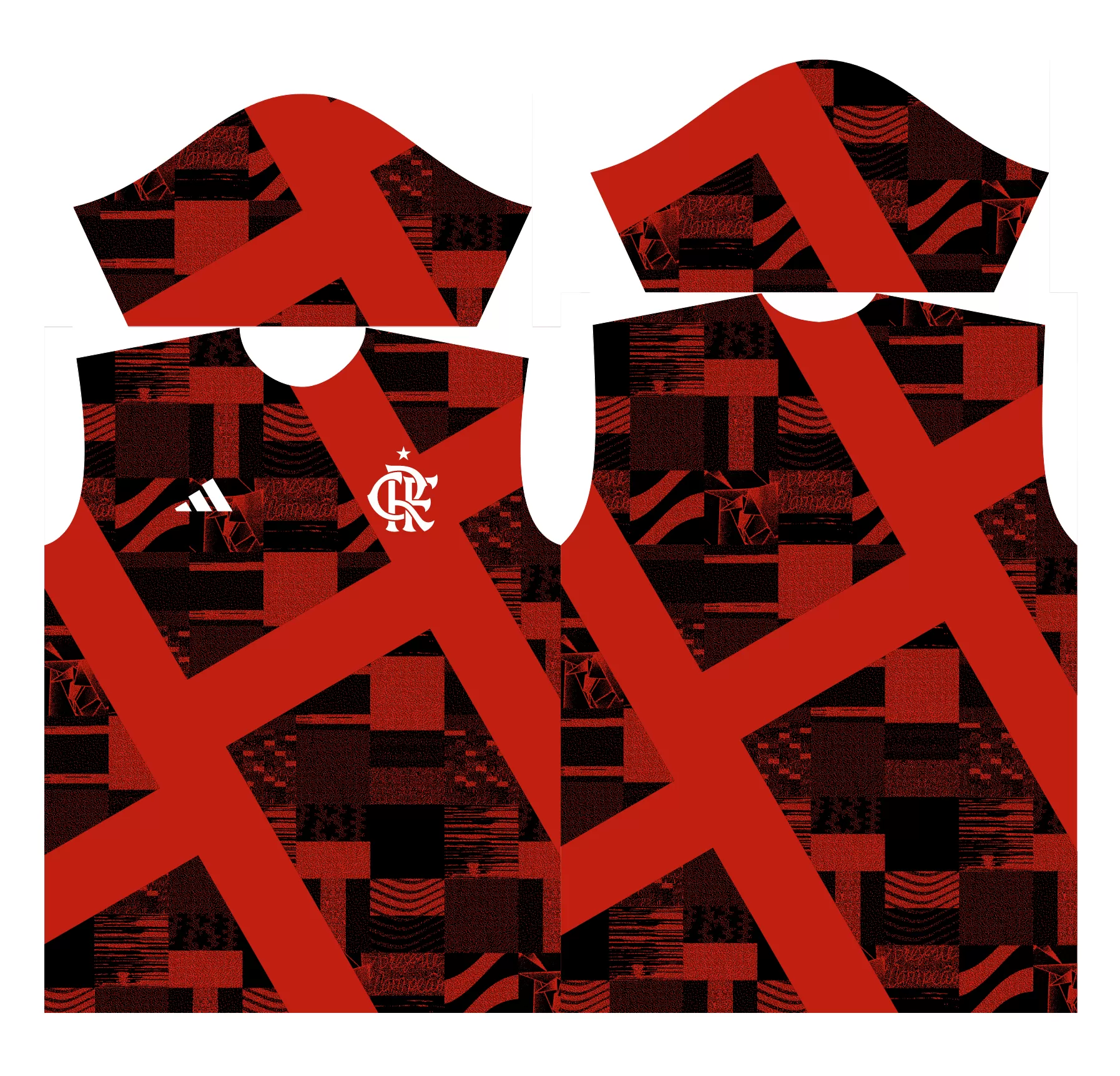 Arte Vetor Camisa Flamengo Pré-Jogo 2023-24 100% em vetor