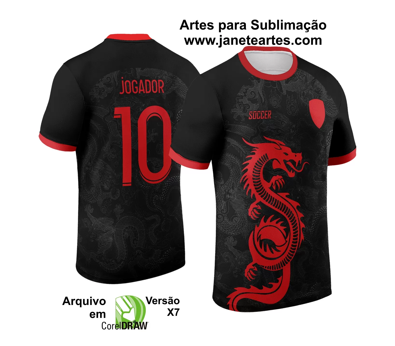 Arte Vetor Camisa InterClasse Dragão com Fogo 2023 Vermelho