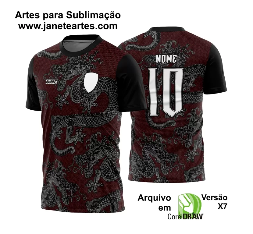 Arte Vetor Camisa InterClasse Dragão com Fogo 2023 Vermelho