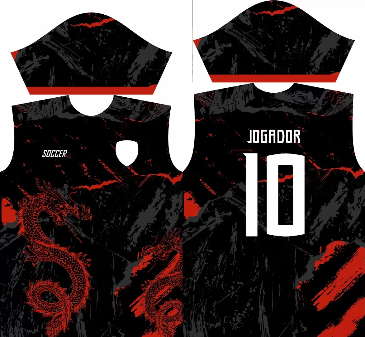 Arte Vetor Camisa InterClasse Dragão com Fogo 2023 Vermelho