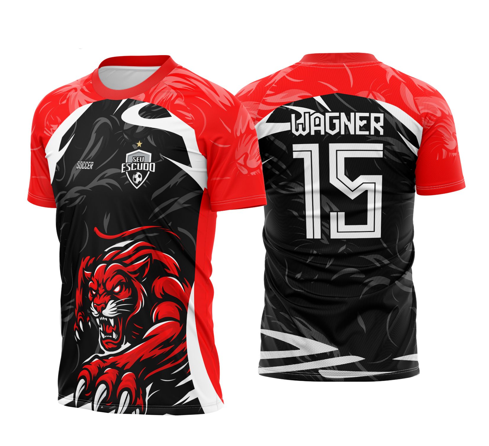 Arte Vetor Camisa Interclasse Bonita Pantera Vermelha Garras 2025