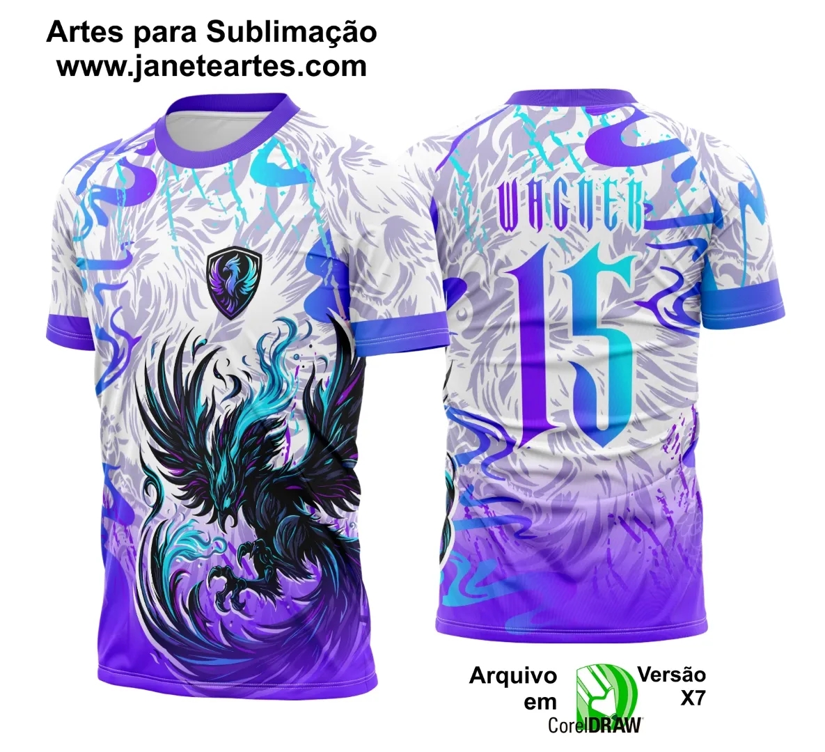 Arte Vetor Camisa Interclasse Fênix Roxa Degrade 2025