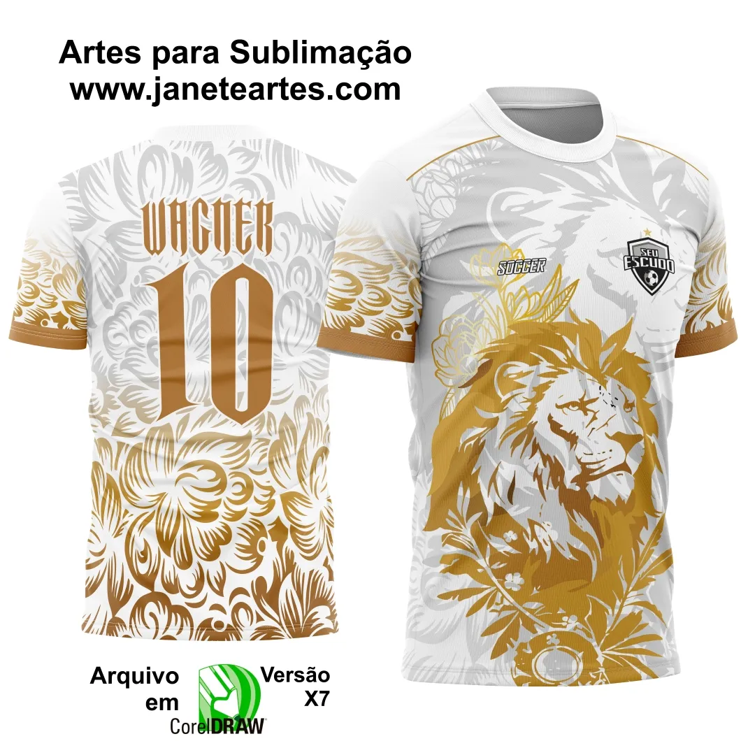 Arte Vetor Camisa Interclasse Leão Dourado com Branco 2025