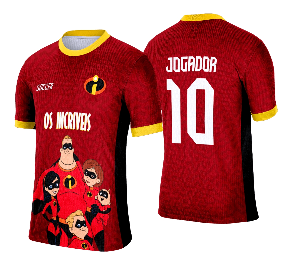 Camiseta unissex preta com logo no peito e estampa grande nas costas com tema Interclasse Os Incríveis, perfeita para fãs e eventos temáticos.