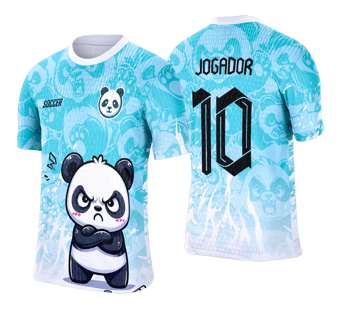 Camiseta unissex preta com logo no peito e estampa grande nas costas mostrando tema Interclasse Panda, ideal para quem busca estilo e conforto no dia a dia.