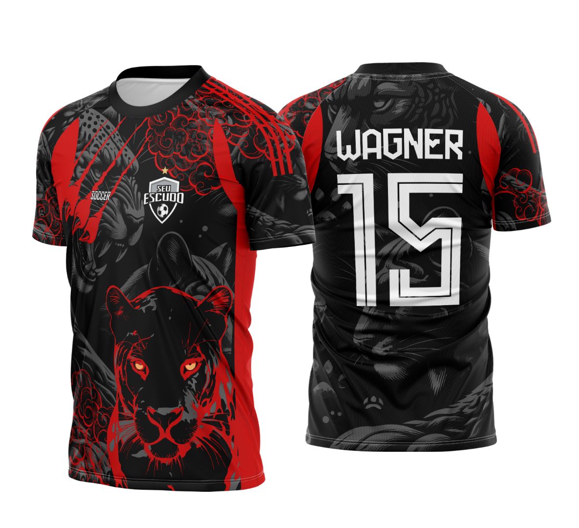 Arte Vetor Camisa Interclasse Pantera Nega Vermelha