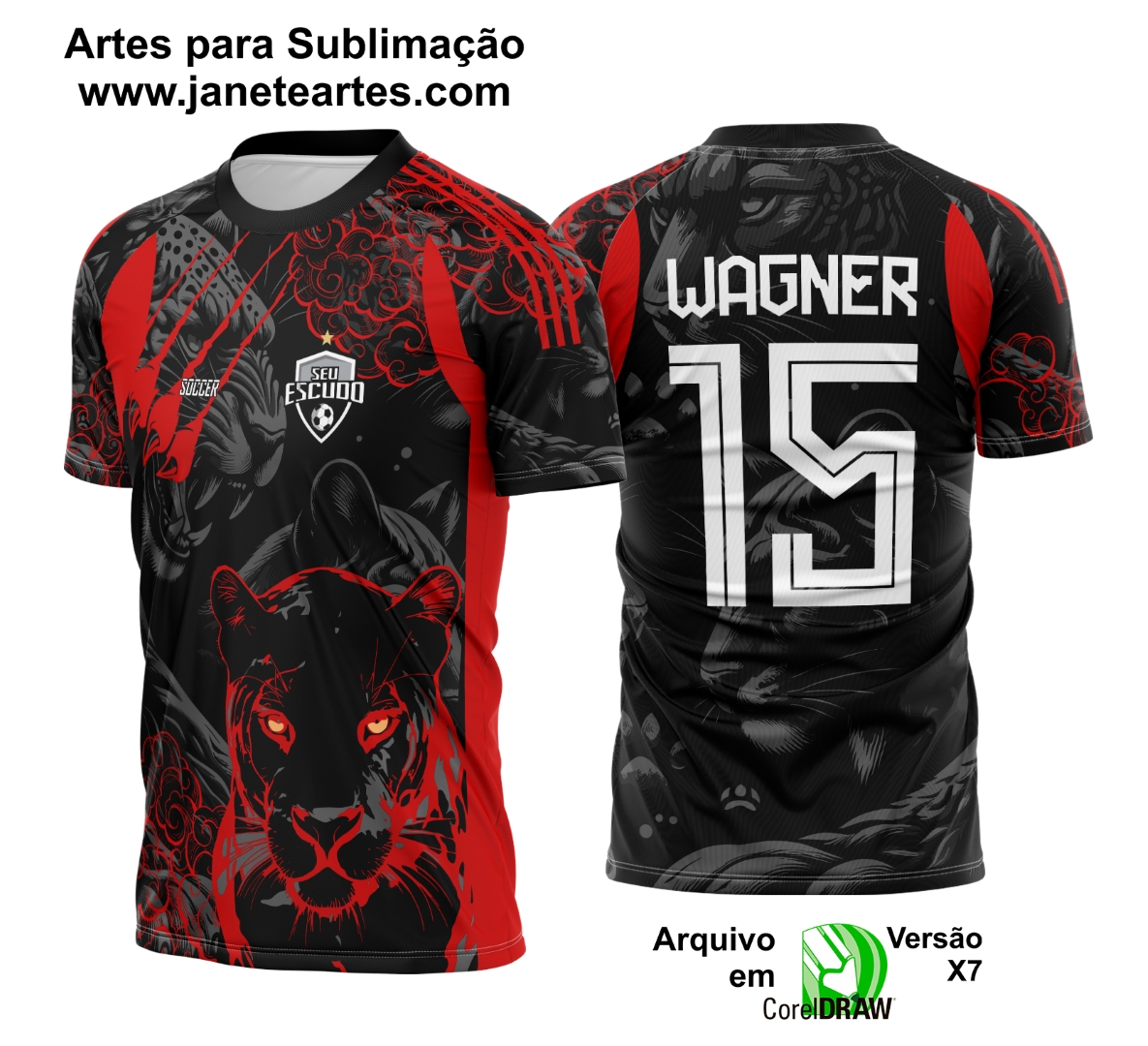 Arte Vetor Camisa Interclasse Pantera Nega Vermelha