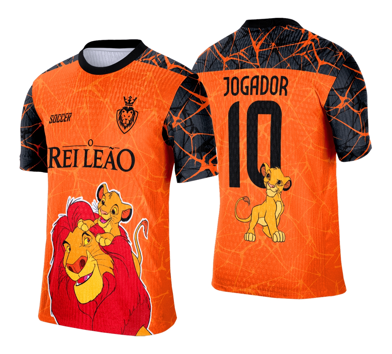 Camiseta unissex preta com logo no peito e estampa grande nas costas baseada no tema Interclasse Rei Leão, ideal para eventos ou uso casual.