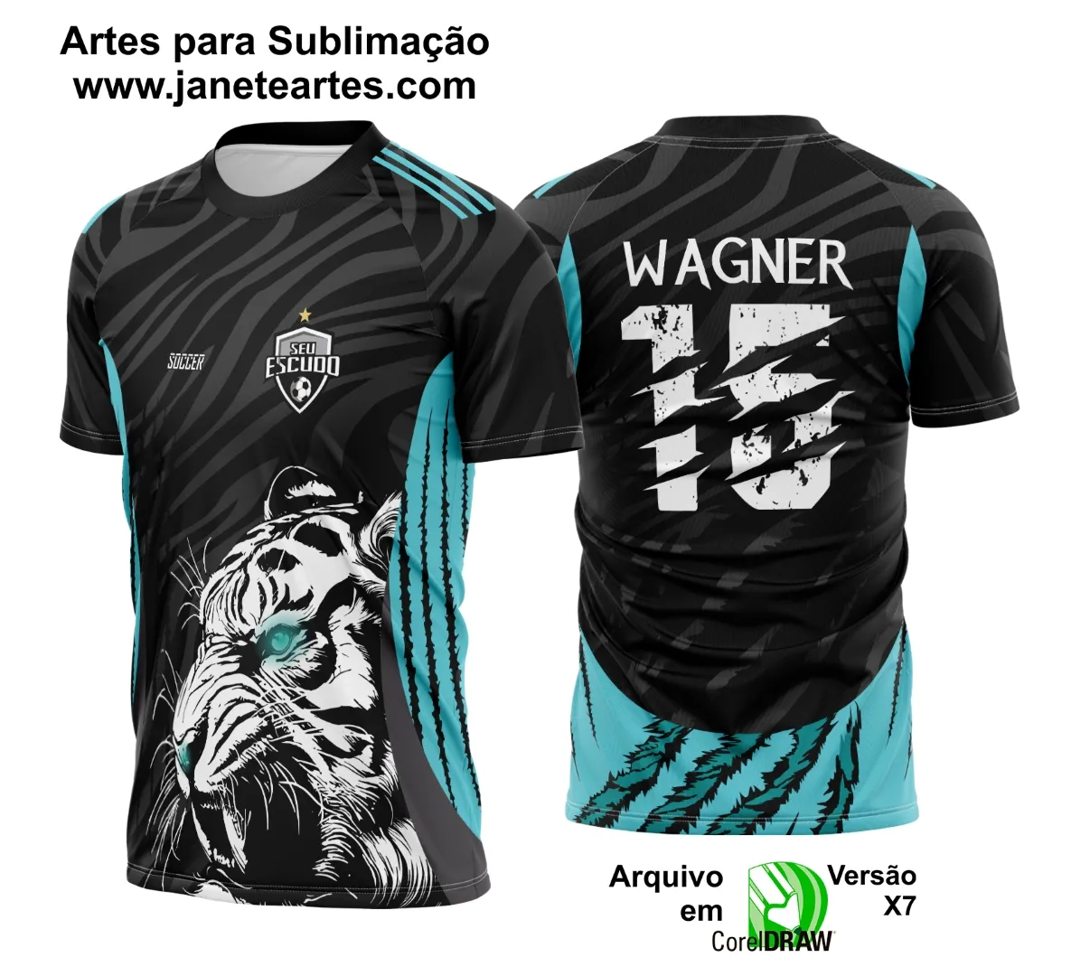 Arte Vetor Camisa Interclasse Tigre Verde 2025 | Janete Artes Arte Vetor Camisa Interclasse Tigre Verde 2025 - Janete Artes