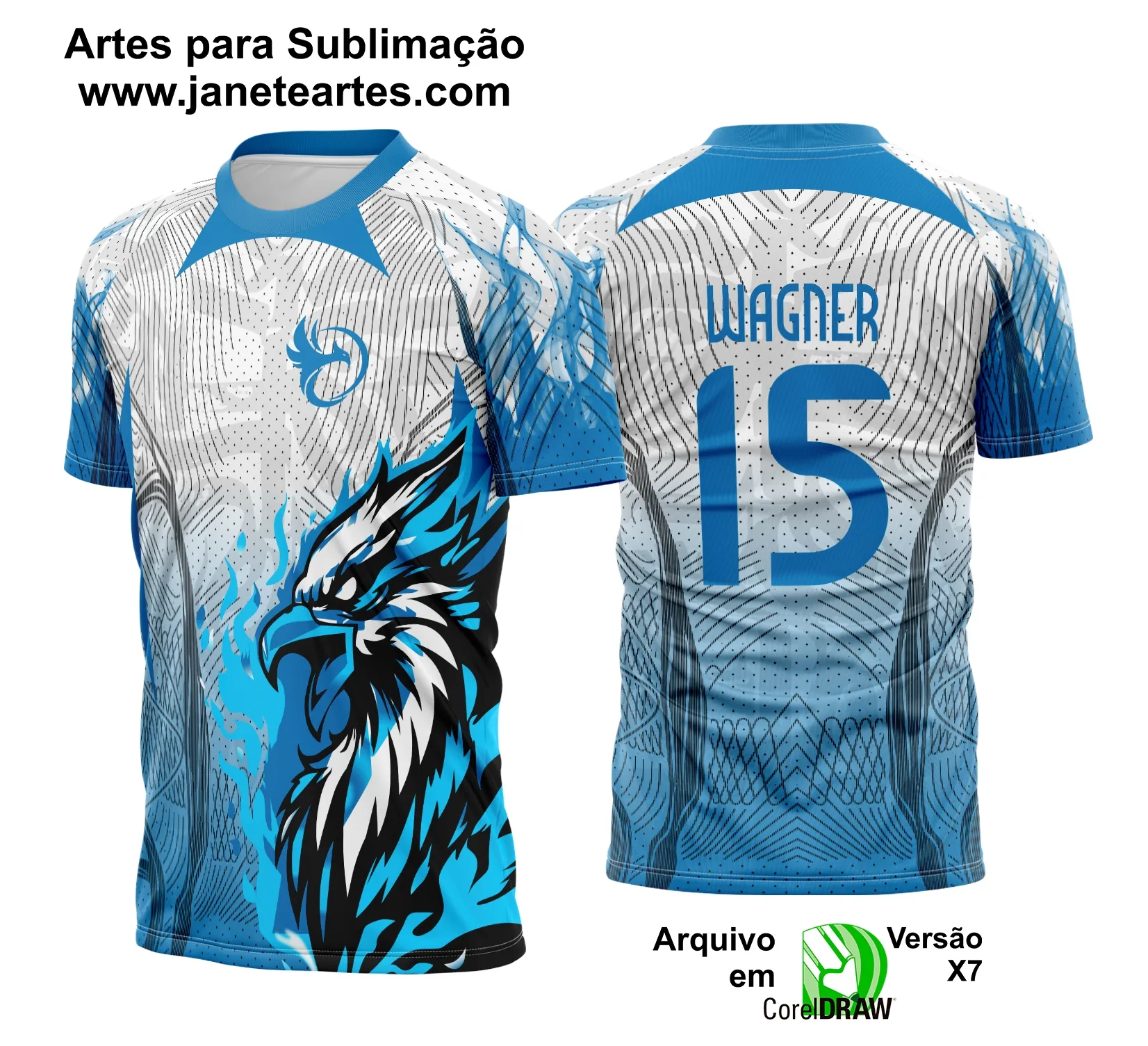 Arte Vetor Camisa Interclasse Águia Azul com Chamas 2025