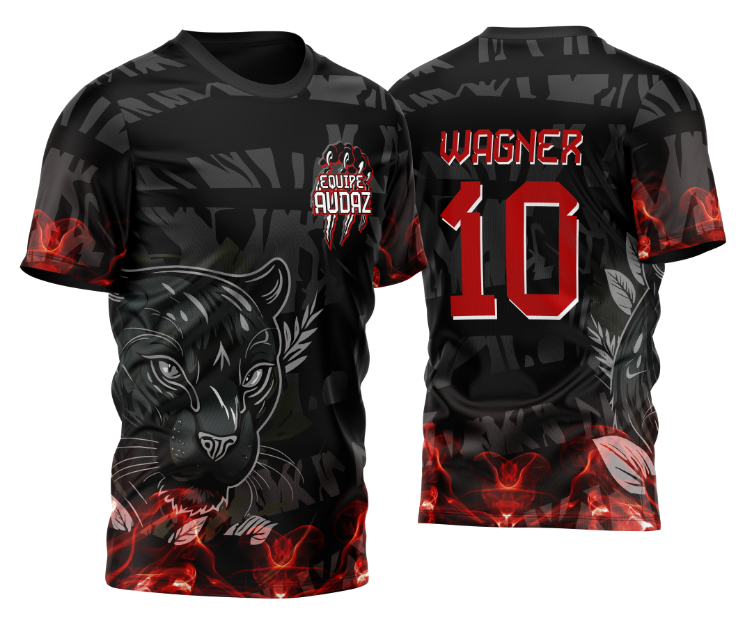 Arte Vetor Camisa Pantera Negra Vermelha Jersey