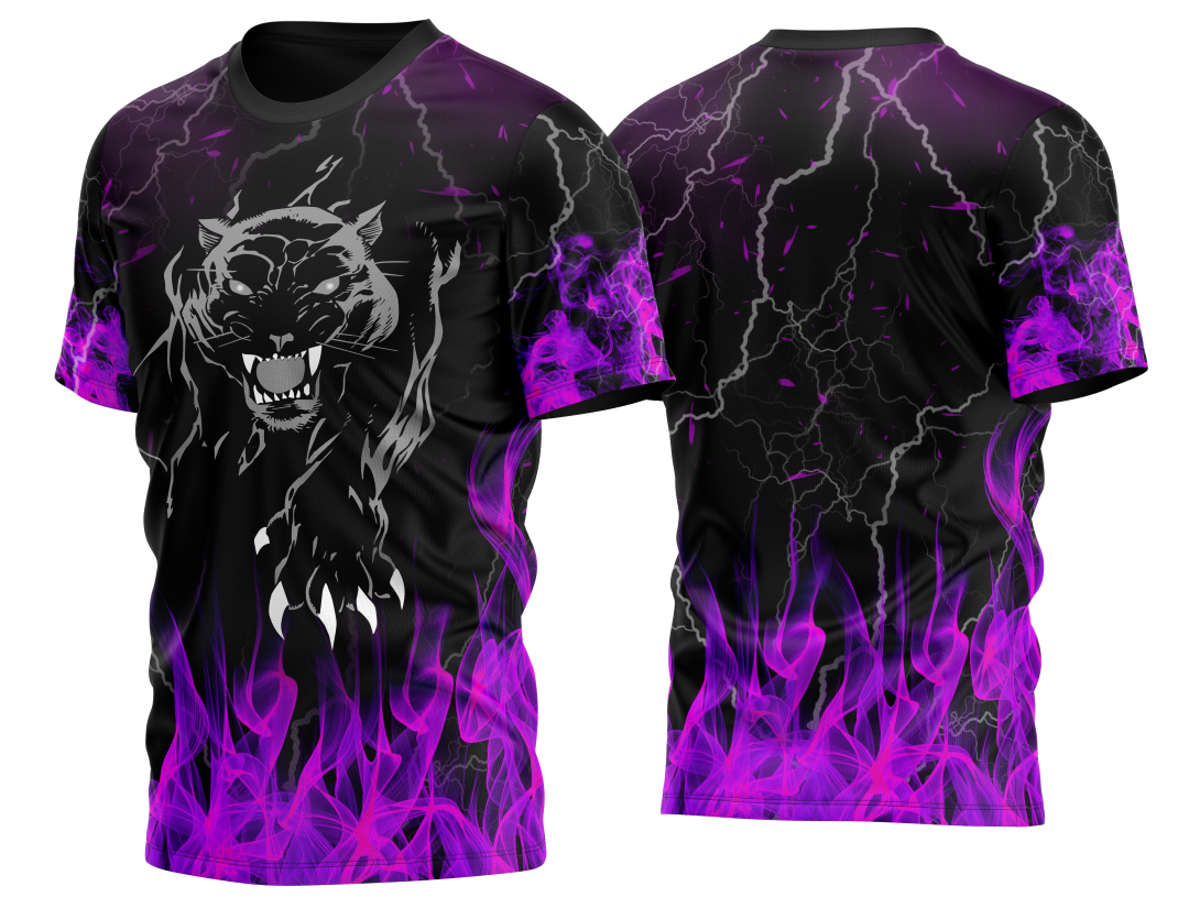 Arte Vetor Camisa Pantera Negra com Fogo