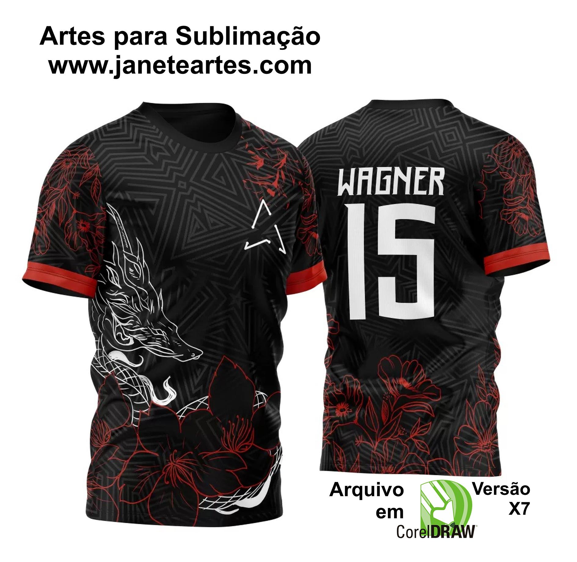 Arte Vetor Camisa Para InterClasse Dragão Poligonos e Flores 2023