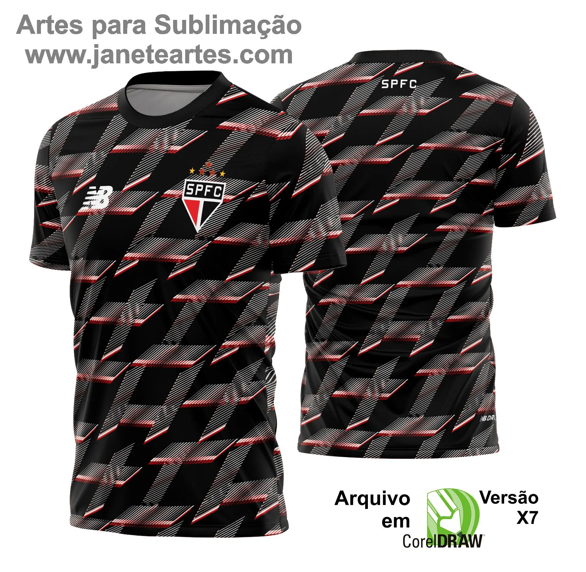 Uniforme de futebol personalizado, projetado para times amadores ou profissionais, com design moderno e arrojado. Apresenta uma combinação de cores contrastantes, logotipo ou escudo do time em destaque no peito, e detalhes gráficos na frente e nas mangas. Na parte traseira, há espaço para personalização com nome e número do jogador, garantindo identidade ao time. Ideal para jogos oficiais, amistosos ou competições, oferecendo estilo e funcionalidade. - Janete Artes