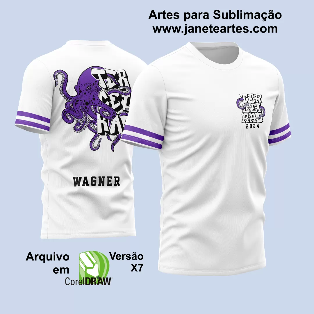 Arte Vetor Camisa Terceirão Polvo Roxo 2024 - Janete Artes