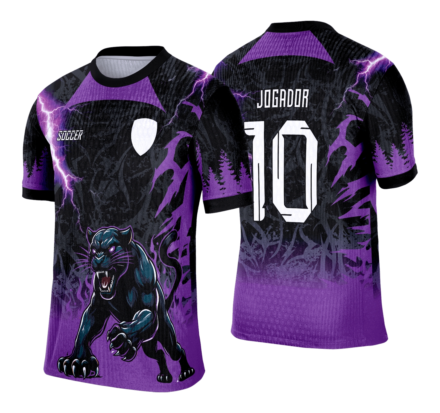 Camiseta unissex preta com logo no peito e estampa grande nas costas inspirada na Pantera Negra, perfeita para o Interclasse Escolar 2025.