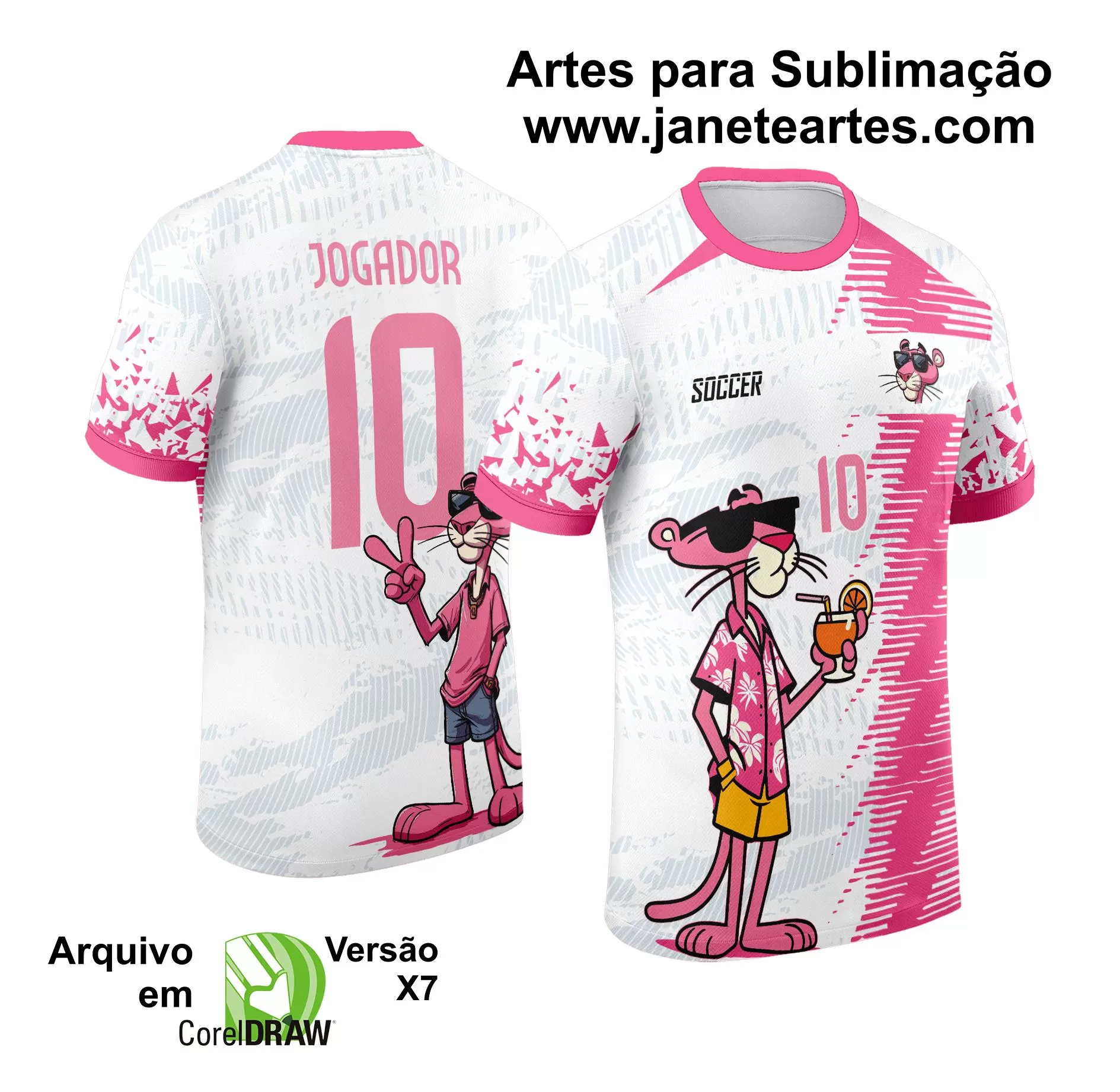 Arte Vetor Camisa de Interclasse Pantera Cor de Rosa 2024 - 2025 - Janete Artes