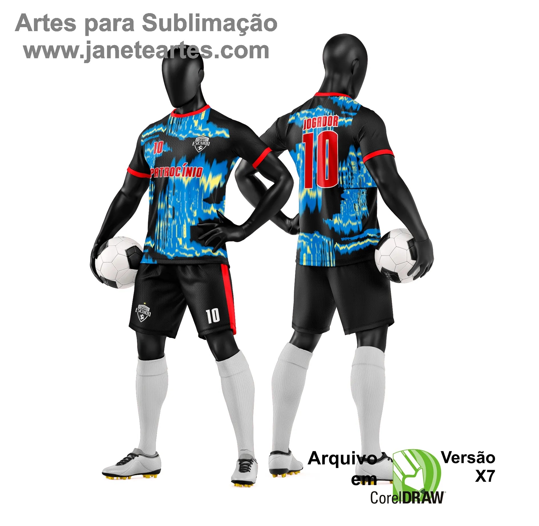 Arte Vetor Camisa e Short de Time de Futebol Amador