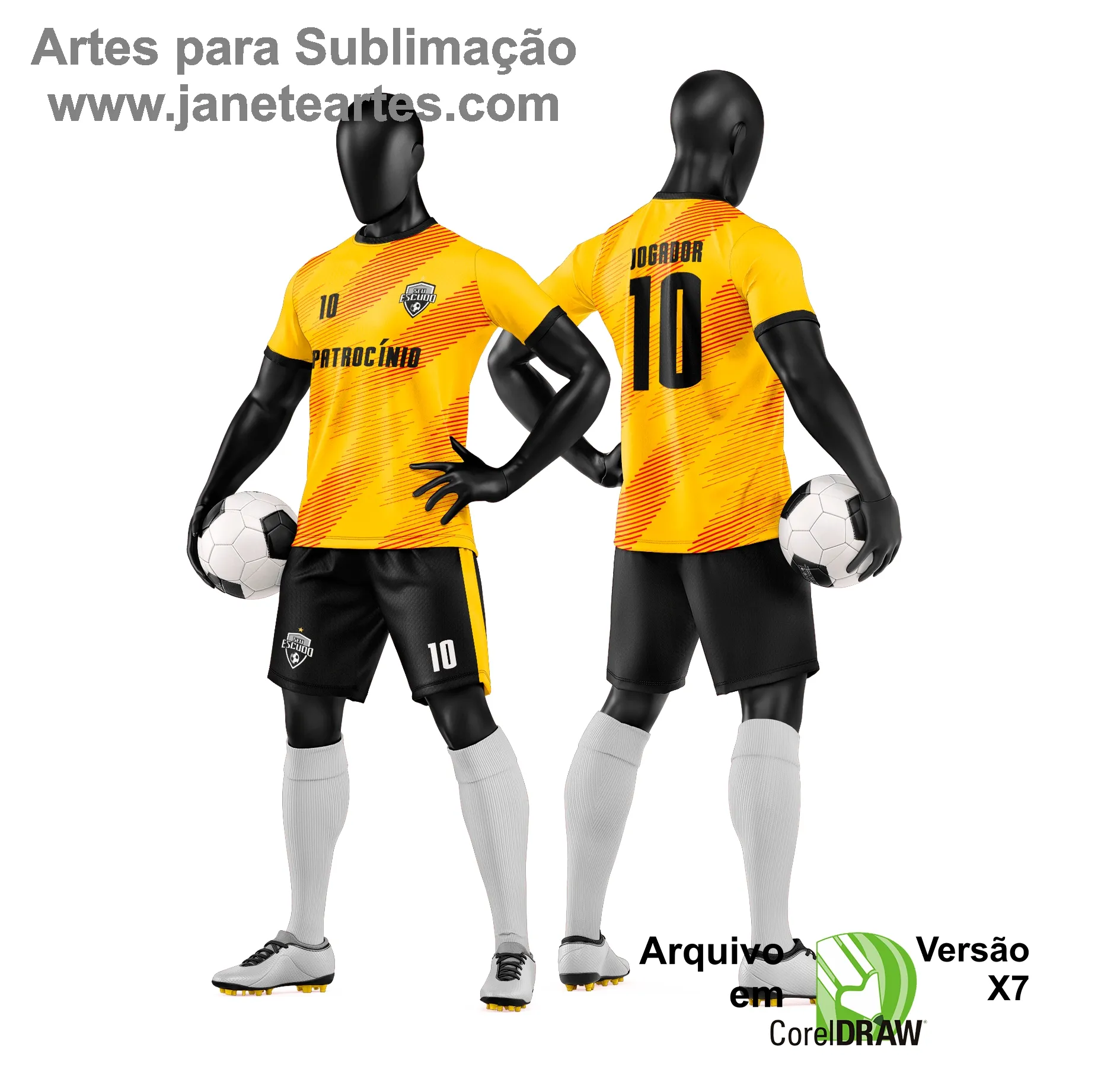 Arte Vetor Camisa e Short de Time de Futebol Amador