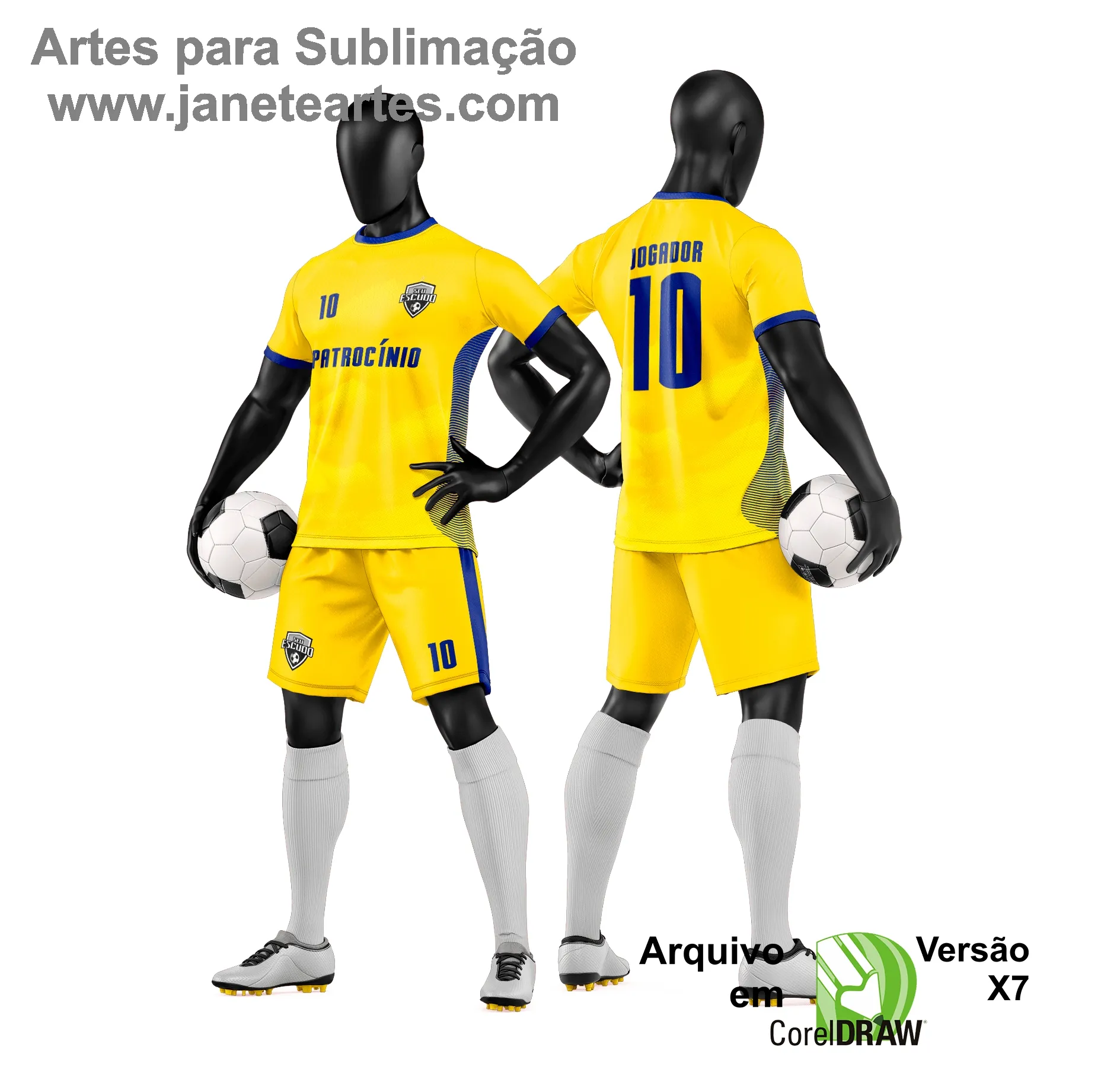 Arte Vetor Camisa e Short de Time de Futebol Amador