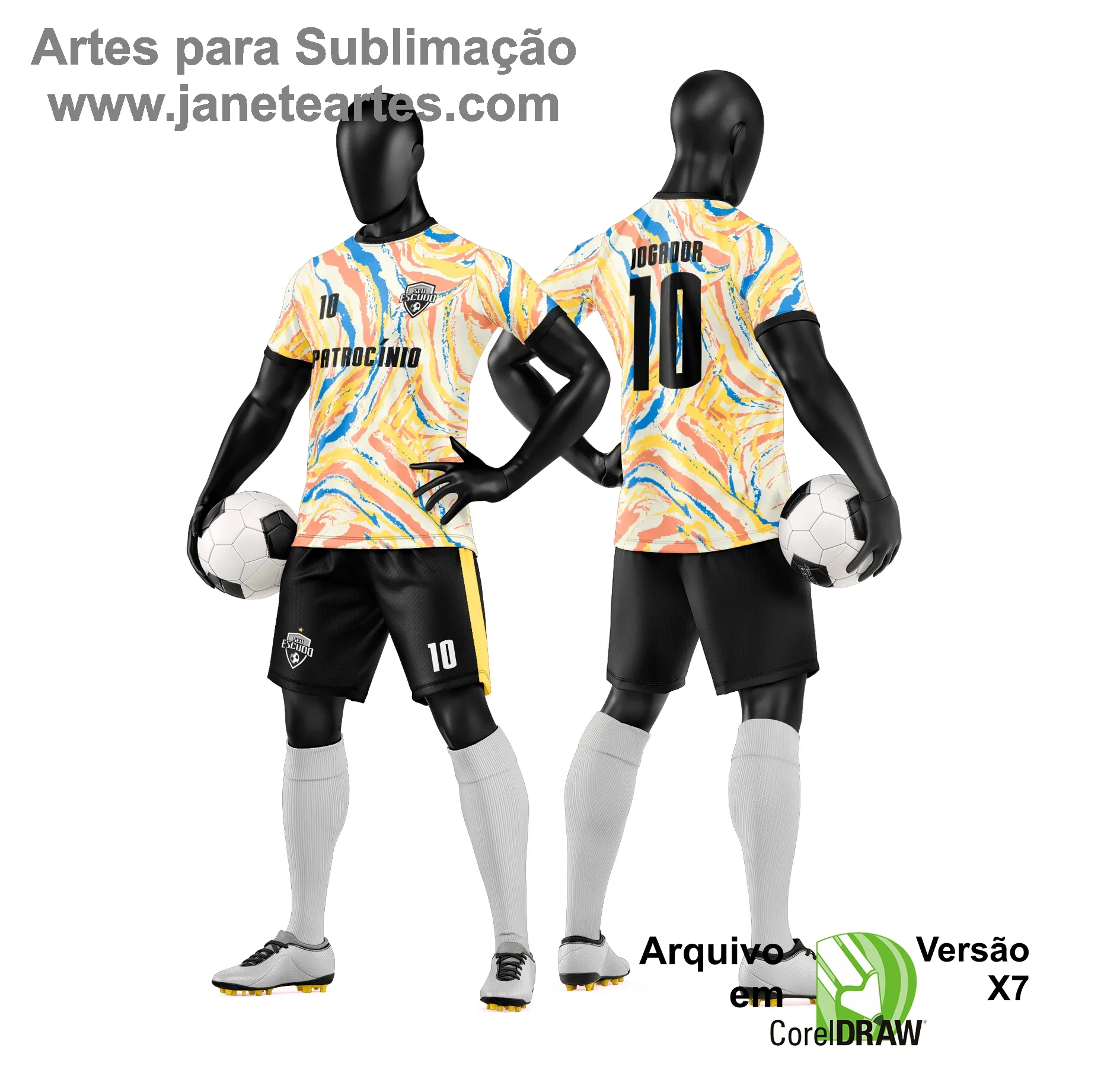 Arte Vetor Camisa e Short de Time de Futebol Amador