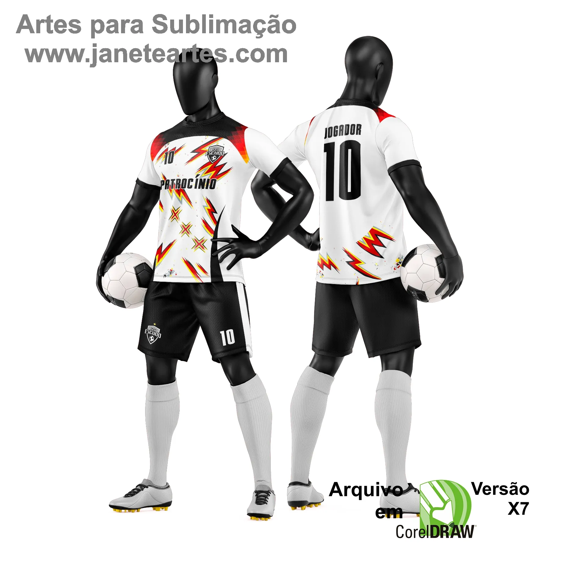 Arte Vetor Camisa e Short de Time de Futebol Amador