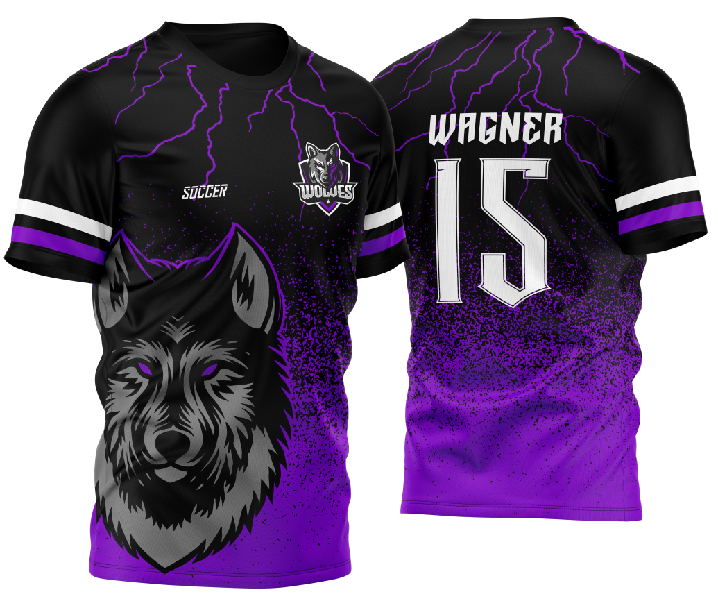 Camiseta unissex preta com logo no peito e estampa grande nas costas mostrando Lobo Particulas Ataque 2023 em tom rosa vibrante, ideal para fãs do evento InterClasse.