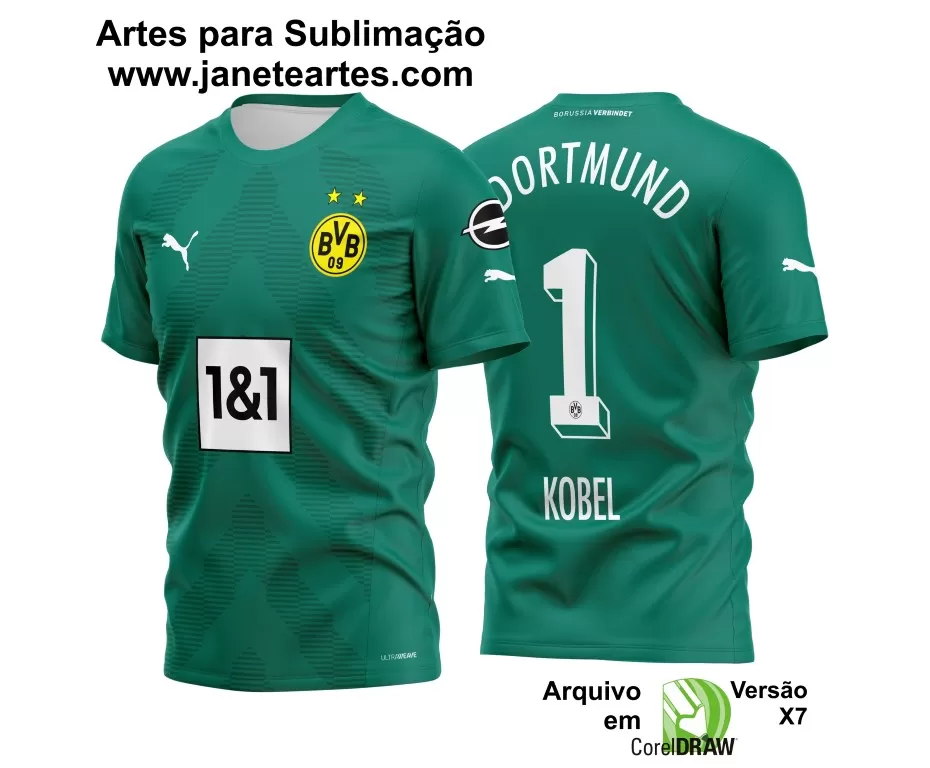 Arte Vetor Estampa Camisa Borussia Dortmund Goleiro 2022-23